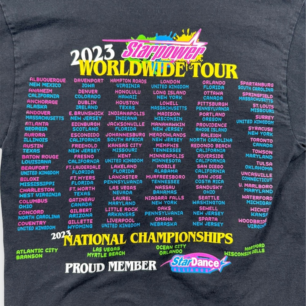 Champion Mens Starpower 2023 World Wide Tour Graphic Print T-Shirt Black Small - Picture 8 of 8